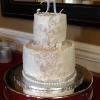 The Lauren!
2 Tier Wedding Cake With
White And Silver  Decorations To Match The Bride's Dress!
Almond Pound Cake With Lemon/Raspberry Filling
Red Velvet Cake With Vanilla ButterCream Filling Covered With
Vanilla ButterCream Frosting 
