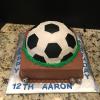 Soccer Ball
Chocolate Fudge Cake base and Almond Pound Cake Soccer Ball