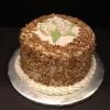 Carrot Cake Covered with Toasted Pecans.  ButterCream Hydrangeas on top!