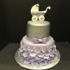 Baby Carriage 2 Tier Cake.  
Silver and Lavendar