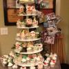80 Christmas cupcakes! Tower with a 6" Vanilla Pound Cake w/Raspberry Glaze Filling and Vanilla ButterCream Frosting