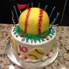 Olivia wanted a Softball Birthday Cake.  It is Red Velvet Cake with Buttercream Filling. 