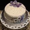 A very simple and elegant Spring Birthday Cake. Almond pound cake with vanilla filling and frosting. 