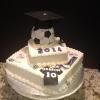 This graduation cake is chocolate fudge cake with chocolate butterceam filling and vanilla buttercream frosting. 